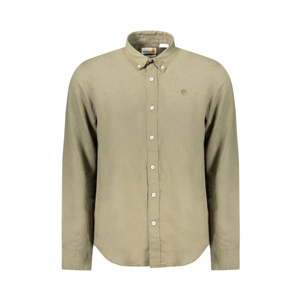 Timberland Green Casual Shirts, Male, S, Slim Fit Shirt With Logo