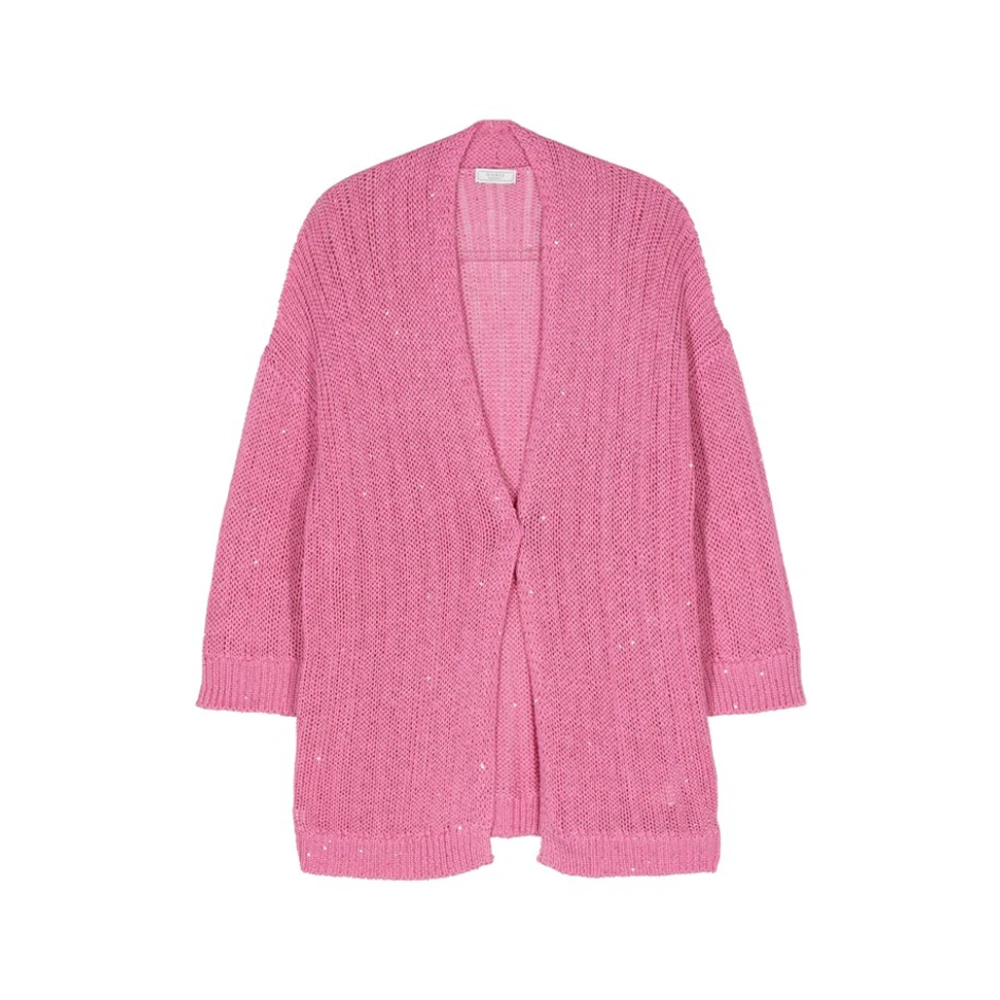 PESERICO Roze Sequin-detail V-hals Cardigan Pink Dames