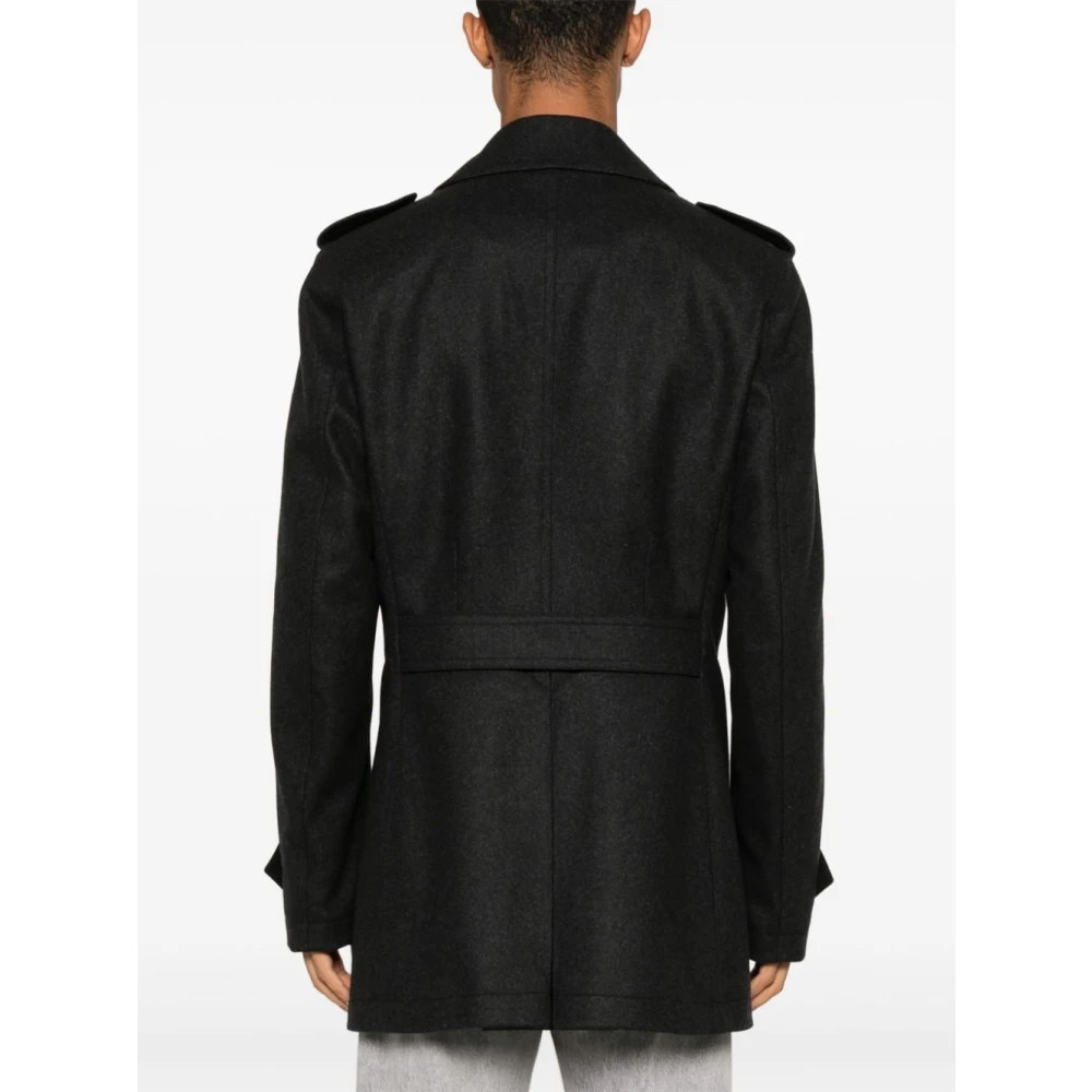 Dolce & Gabbana Grijze Wollen Blend Double-Breasted Jas Gray Heren