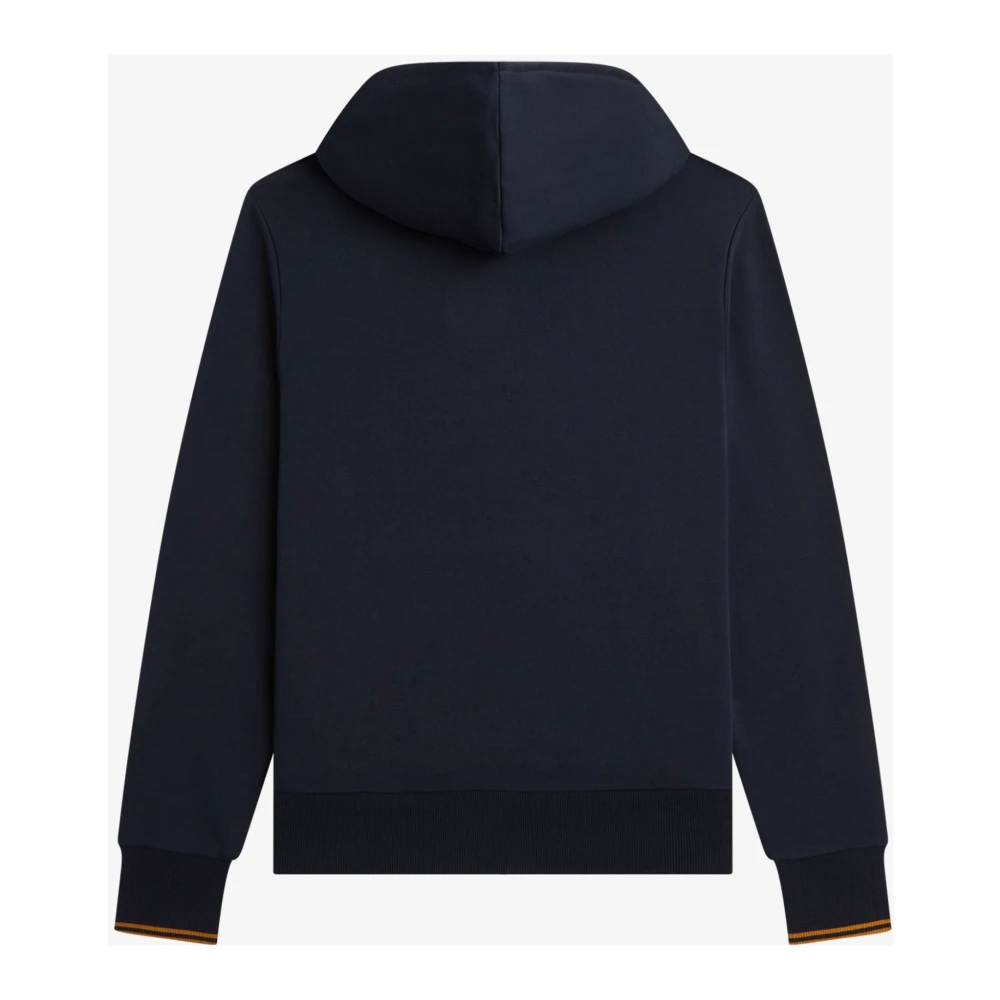 Fred Perry Hoodie met krullende zoom en dubbele streep Blue Heren
