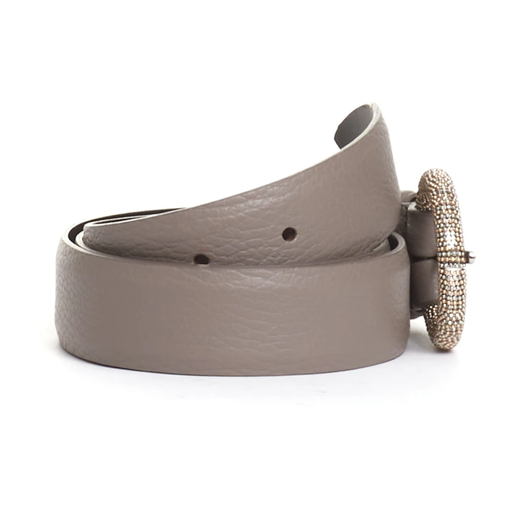 Orciani Taupe Ronde Zilveren Gesp Riem Beige Dames