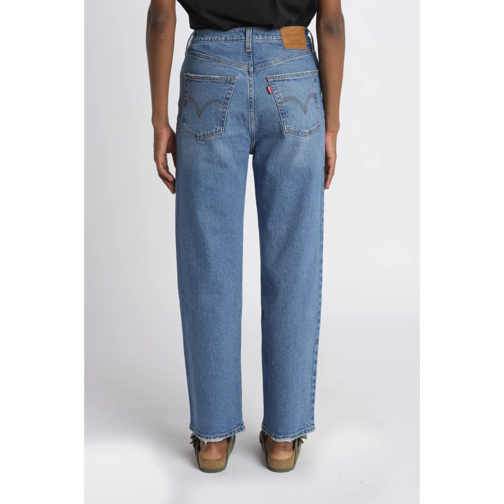 Levi's Blauwe Denim Ribbed Cage Broek Blue Dames
