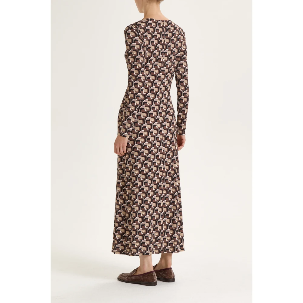 Maliparmi Gedrukte Jersey Boothals Jurk Brown Dames