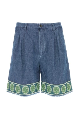 Denim Bermuda Shorts Med Jacquardfåll