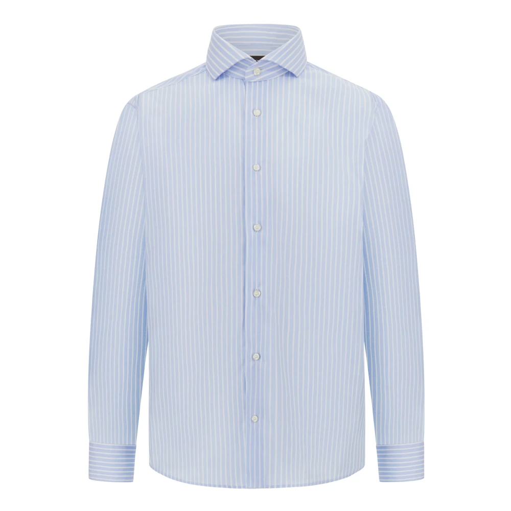 Boggi Milano Slim Fit Gestreept Overhemd van Katoen Blue Heren