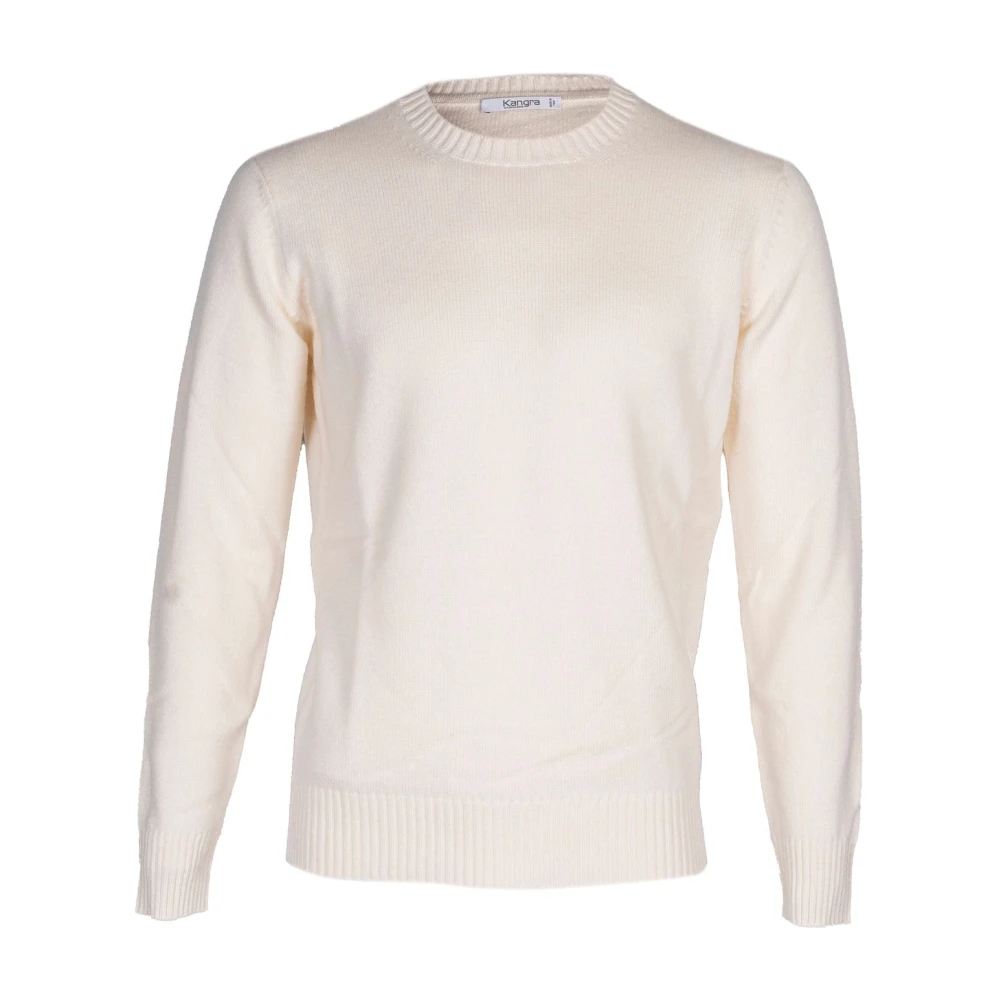 Kangra Kasjmier en wol basic ronde hals trui White Heren