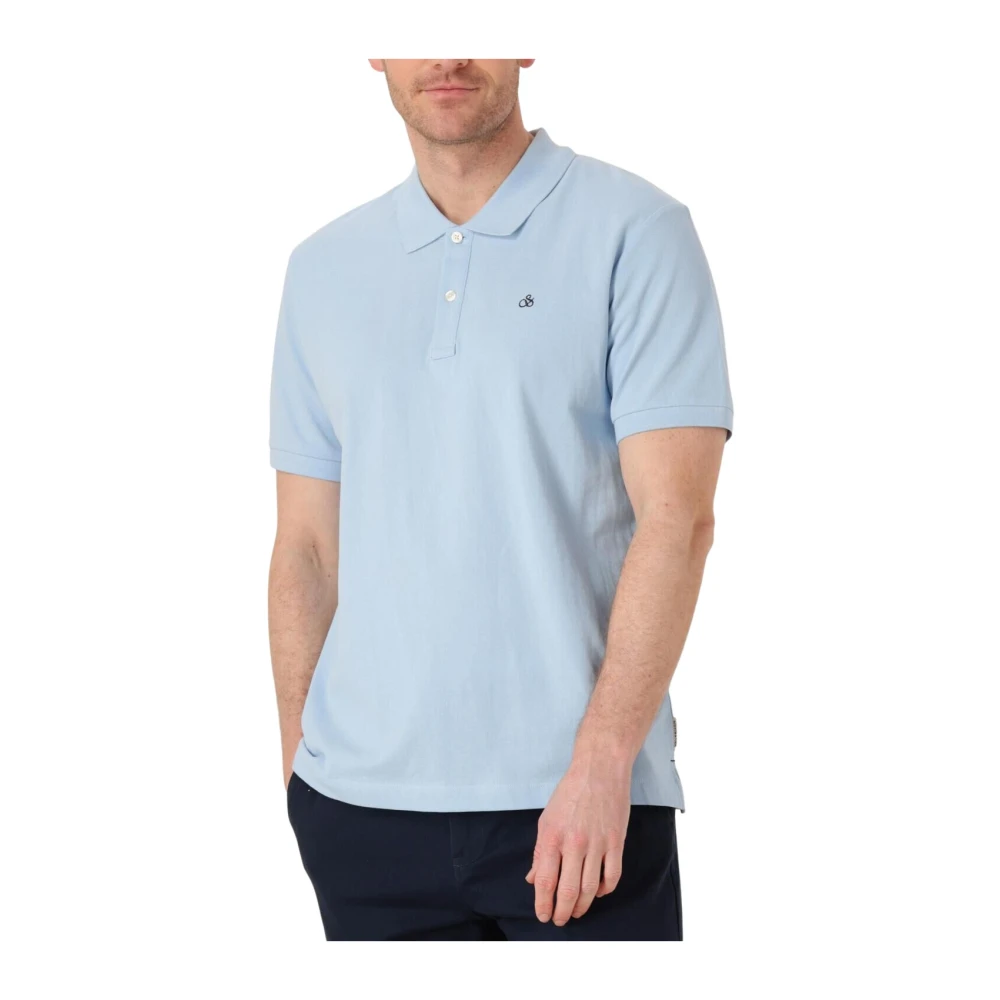 Scotch & Soda Logo Pique Polo voor heren Blue Heren