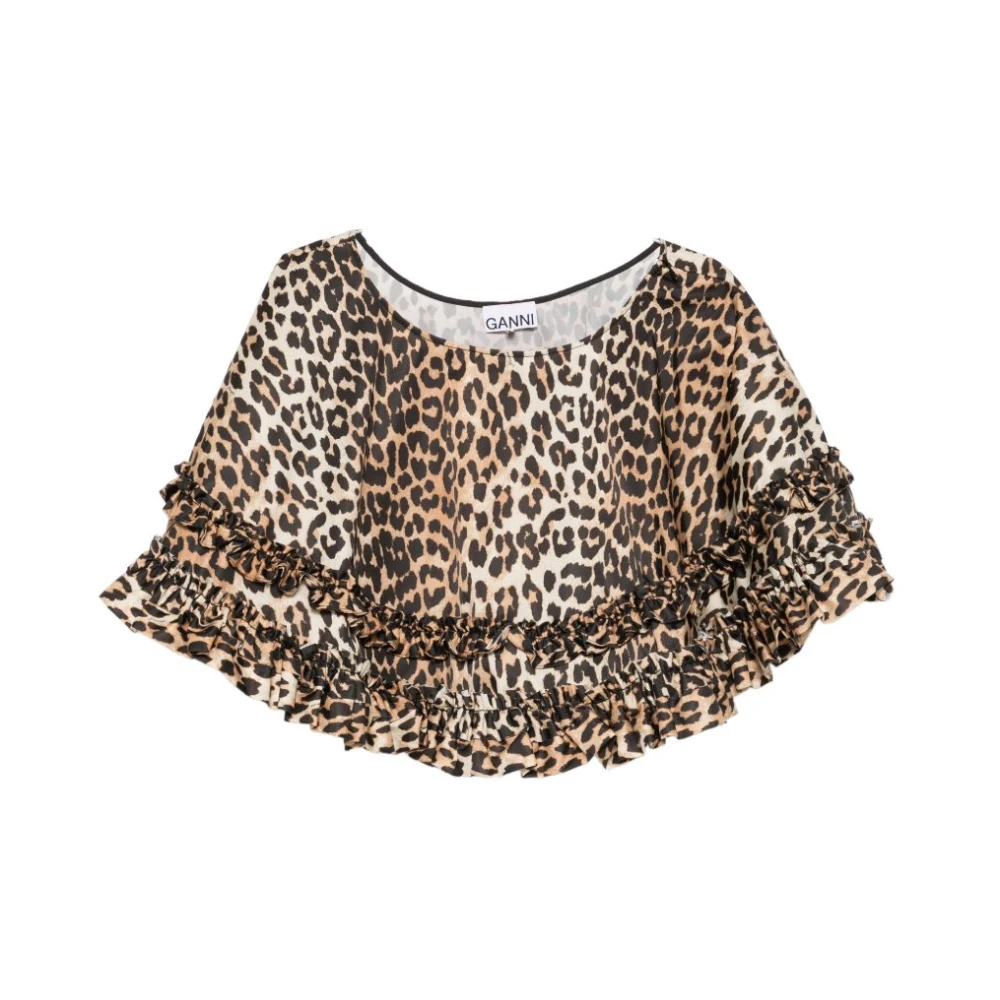 Ganni Ruffled Leopard Print Mini Skirt - Female - Short Skirts - Multicolor - M - Skirts