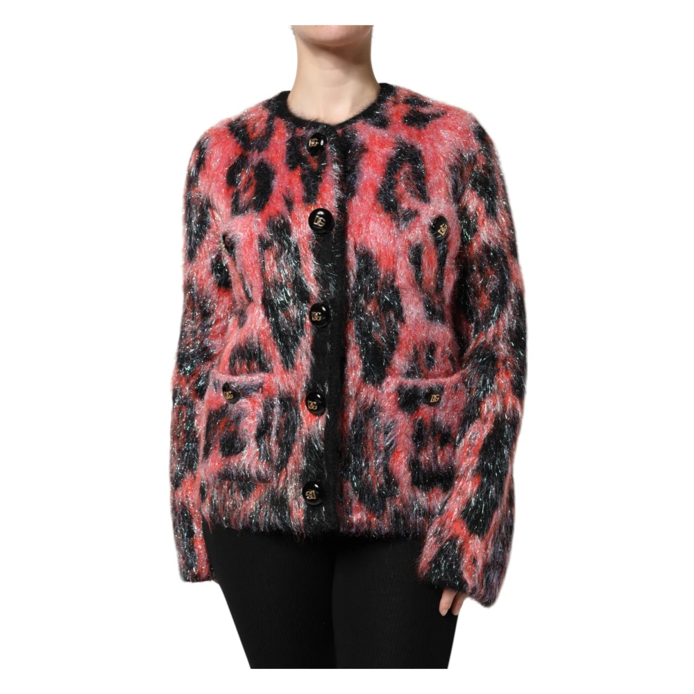 Dolce & Gabbana Women's Multicolor Cardigans, 2XS, Red Mohair Wool Button Down Cardigan