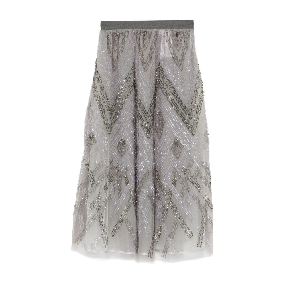 Elisabetta Franchi Bloemen Mini Rok Gray Dames