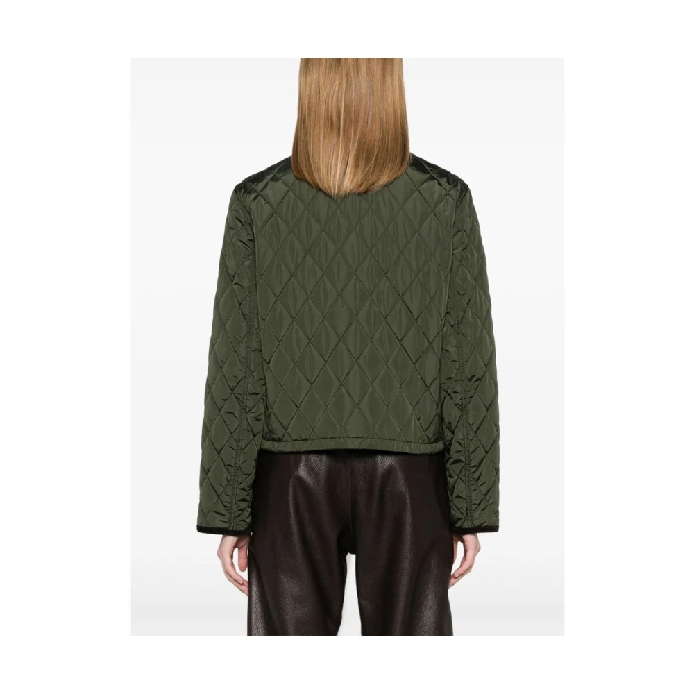 Burberry Groene Gewatteerde Jas met Corduroy Kraag Green Dames