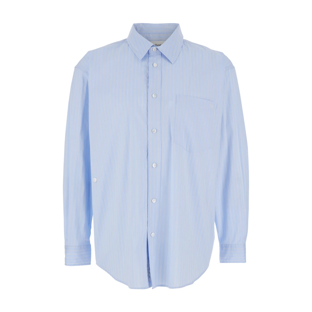Dunst Blauw Gestreept Overhemd met Geborduurd Logo Blue Heren