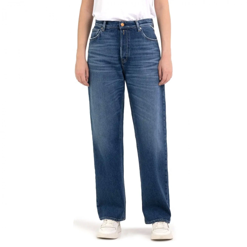 Replay Women's Blue Jeans, Female,, High Waist Wide Leg Jeans W27