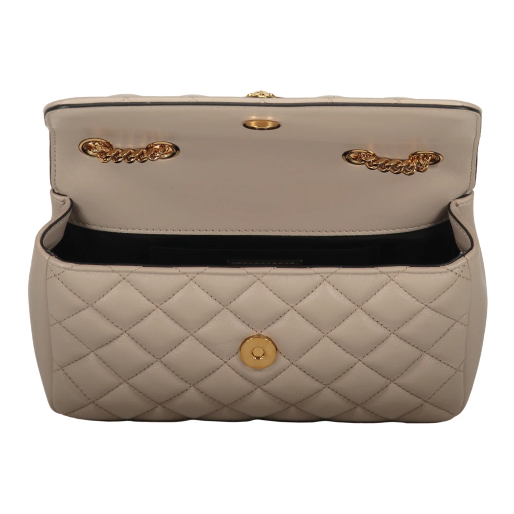 Versace Gewatteerde leren crossbodytas met ketting Beige Dames