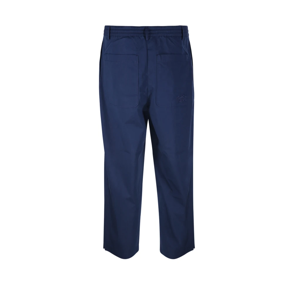 Maison Kitsuné Ink Blue Geplooide Cropped Broek Blue Heren