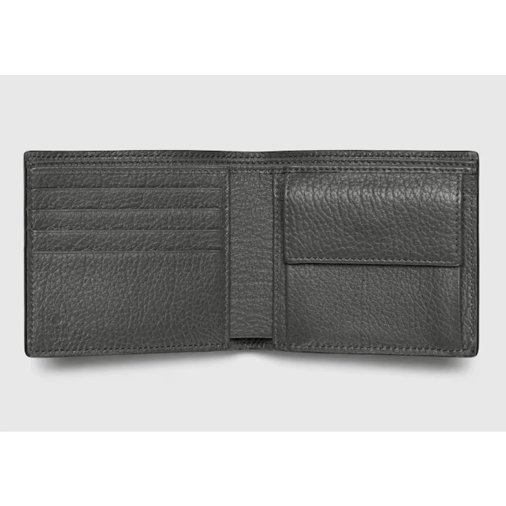 Gucci Grijze Leren Bi-Fold Portemonnee Gray Heren
