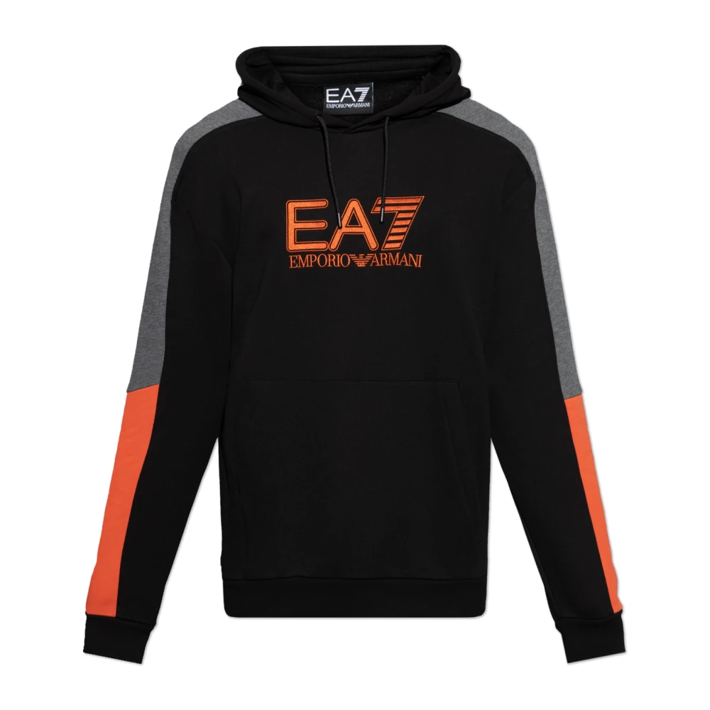 Emporio Armani EA7 Sweatshirt med broderad logotyp Black, Herr