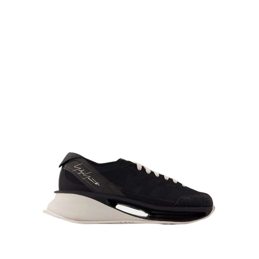 Y-3 Zwarte leren sneakers Ronde neus Heren Schoenen