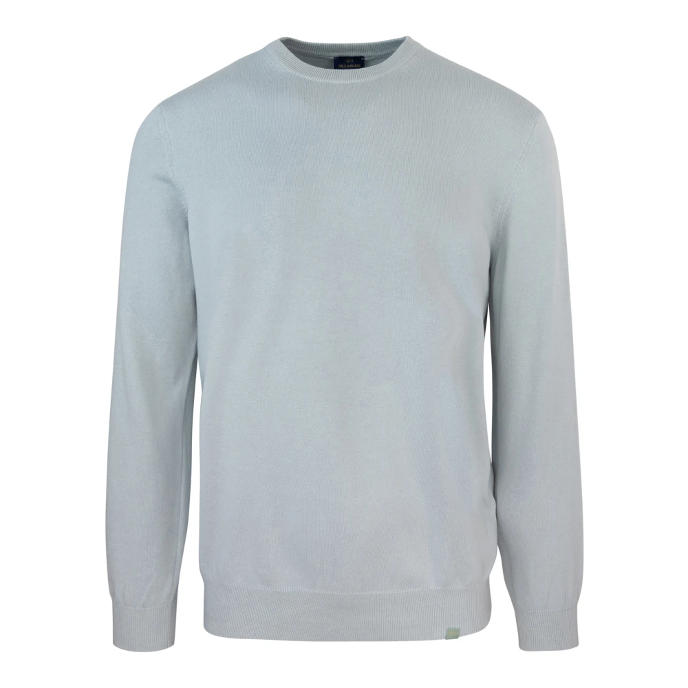 Paul & Shark Men's Gray Round-Neck Knitwear,, Grey Jumper With Shark Logo 2XL
