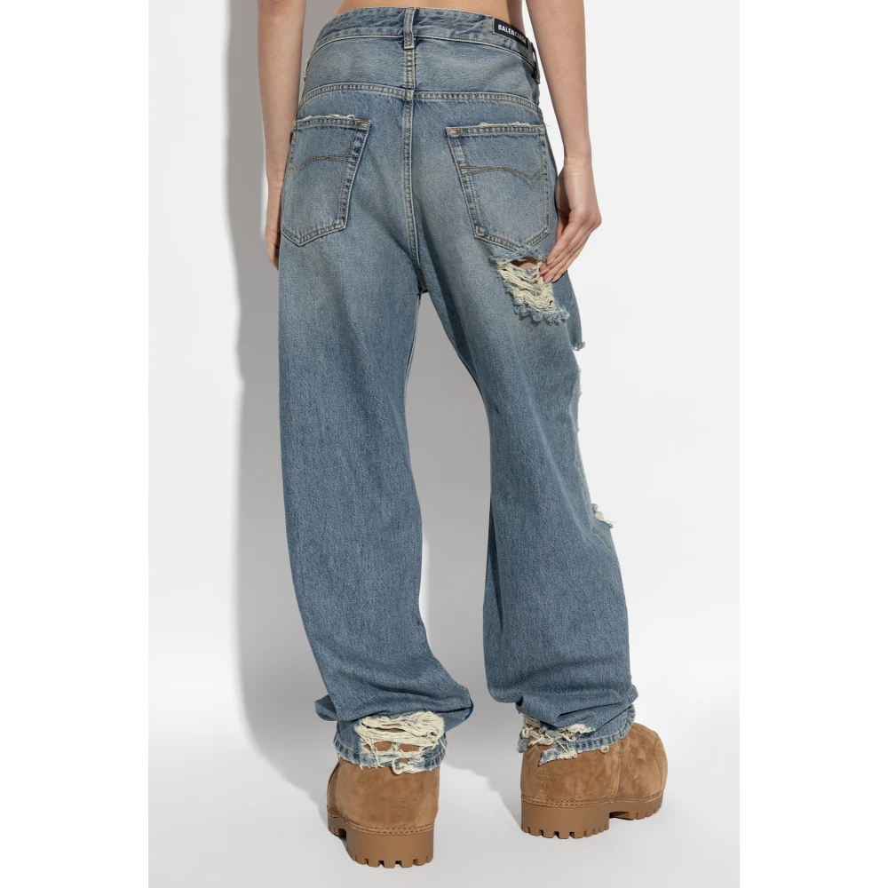 Balenciaga Distressed Effect Jeans Blue Dames