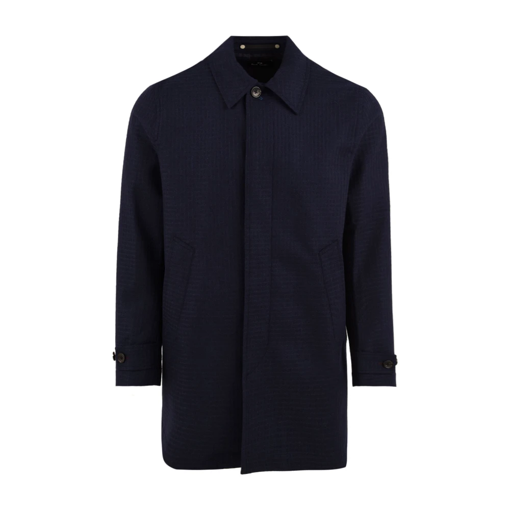 Paul Smith Homme Bleu Manteaux, Taille: S Manteau À Carreaux En Mélange De Laine