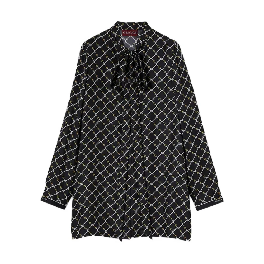 Gucci Women's Black Printed Silk Twill Dress
