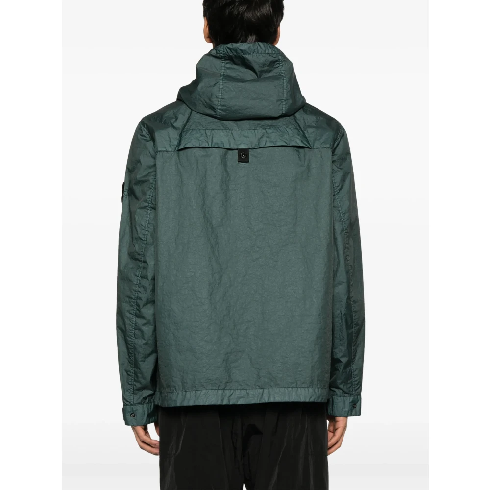 Stone Island Groene Hoodie met ritssluiting zakken Green Heren