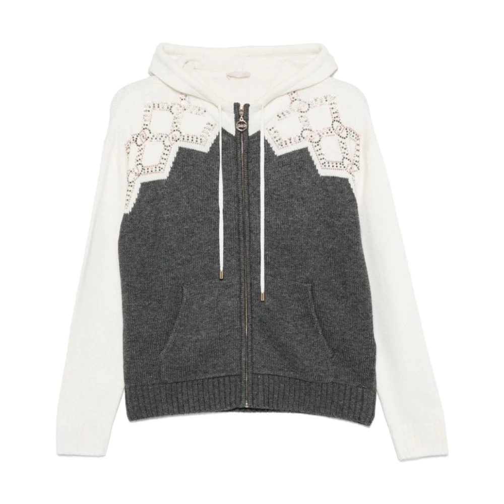 Liu Jo Tweekleurige Gebreide Trui met Strass Gray Dames