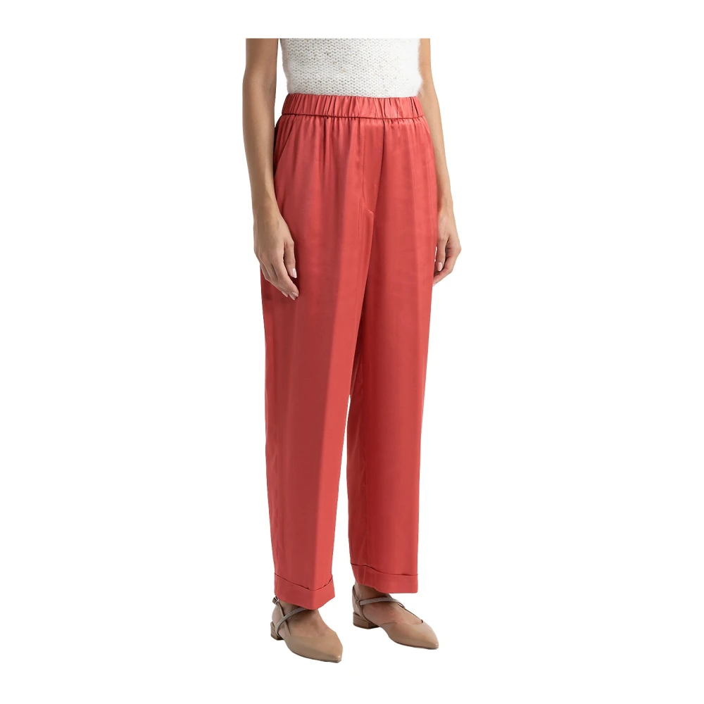 PESERICO Viscose satijnen broek Red Dames