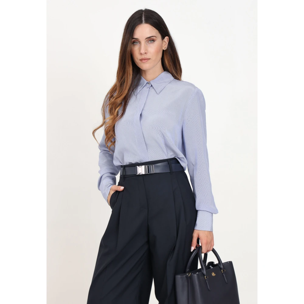 Max Mara Blauw Gestreept Overhemd Elegant Veelzijdig Blue Dames