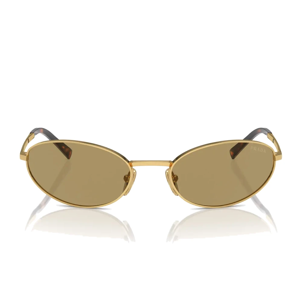 Prada Women's Green Woman Pr A59s 5Ak70g Sunglasses Steel Gold Round Normal - Image 3