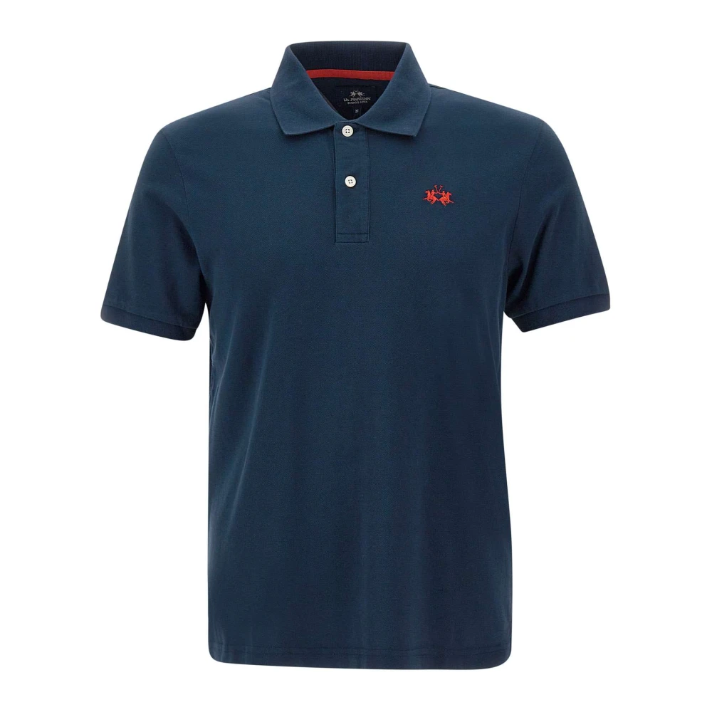 LA MARTINA Blauw Katoenen Poloshirt met Logo Blue Heren