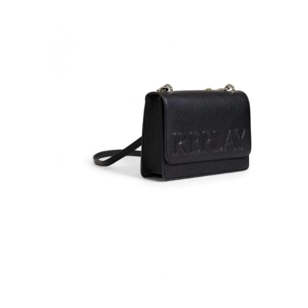 Replay Zwarte Polyester Handtas met Strak Ontwerp Black Dames