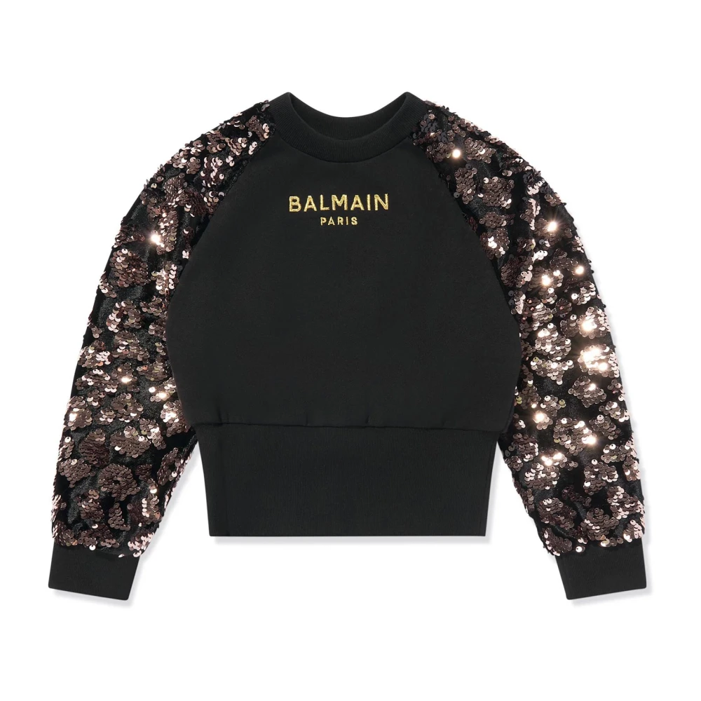 Balmain Sequin Long Sleeve Jumper - Female - Kids Sweatshirts - Black - 12 Y - Kids