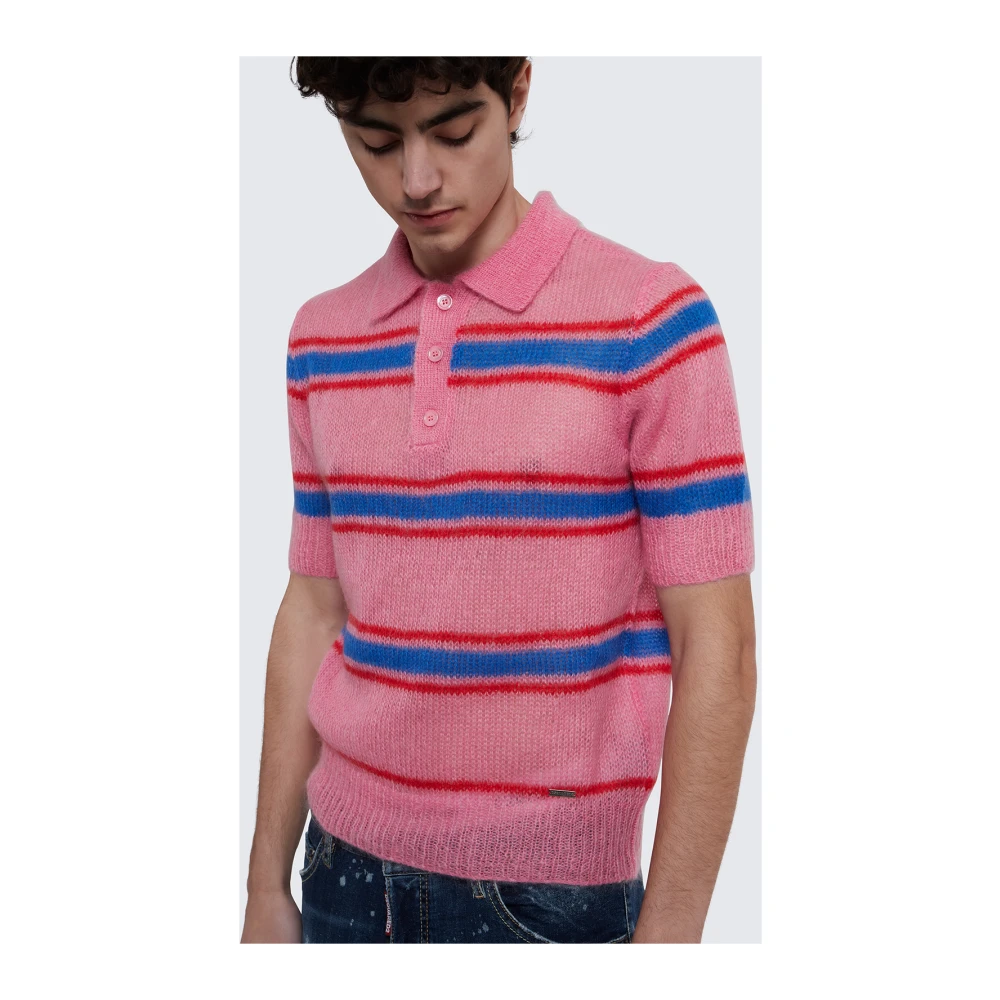 Dsquared2 Gestreepte Gebreide Polo Sweaters Multicolor Heren