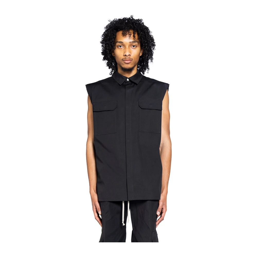 Rick Owens Zwarte Mouwloze Buitenshirt Black Heren