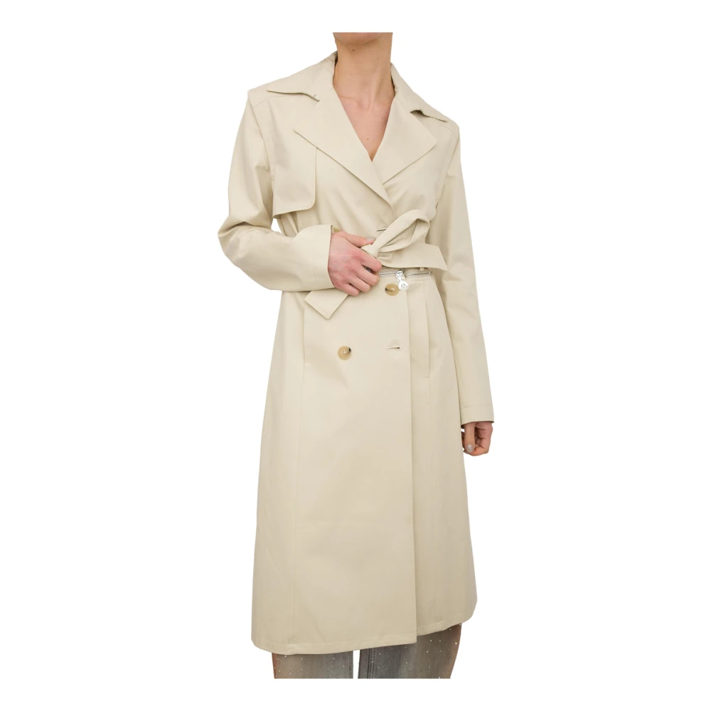 Patrizia Pepe Vrouw Beige Jassen Dames, S, Katoen, Trenchcoat