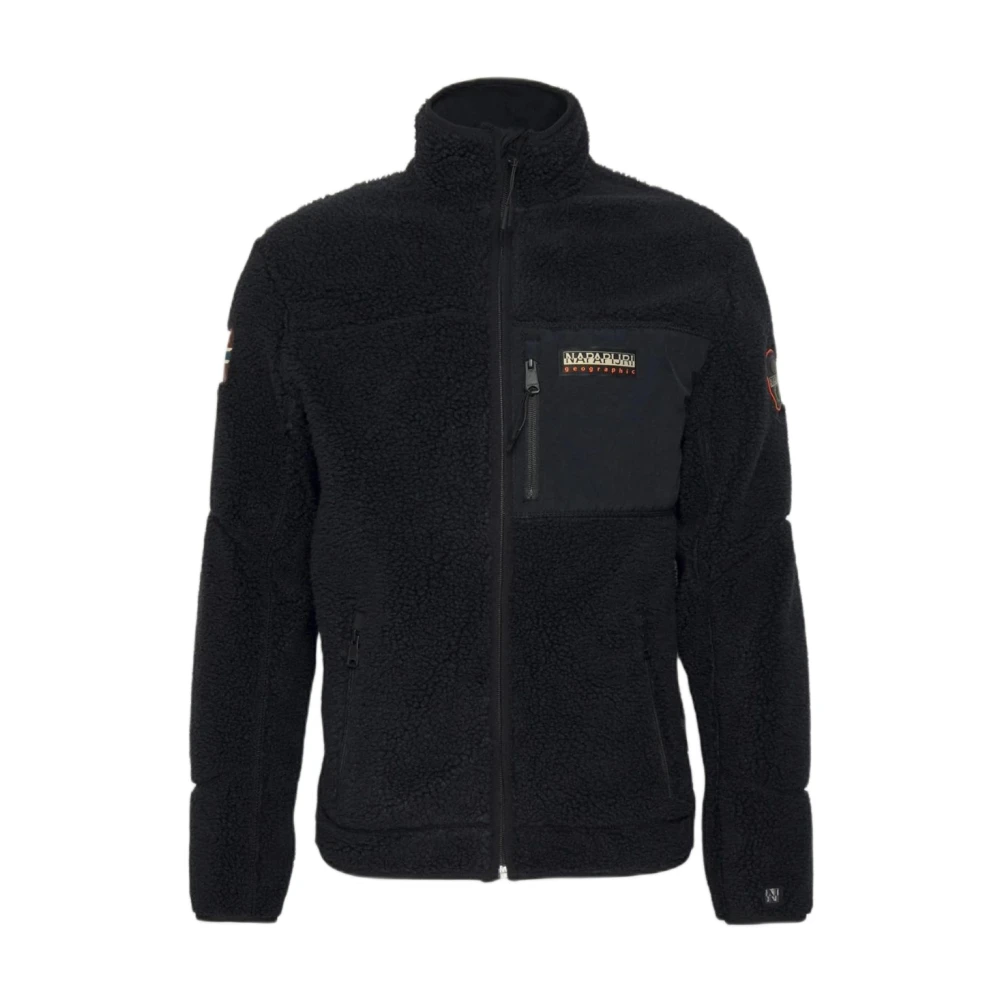 Napapijri Men's Black Light Jackets, S, Yupik Teddy Orsetto Jacket