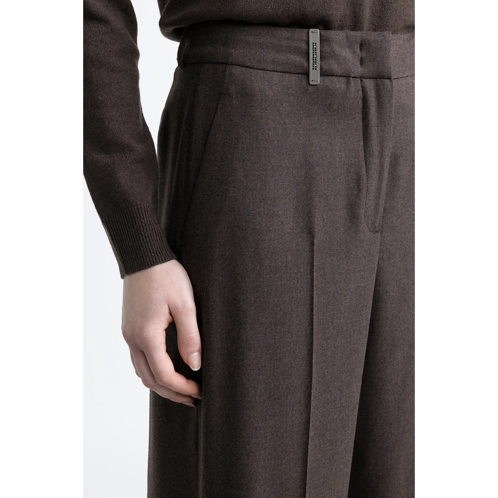 PESERICO Wol en kasjmier klassieke broek Brown Dames