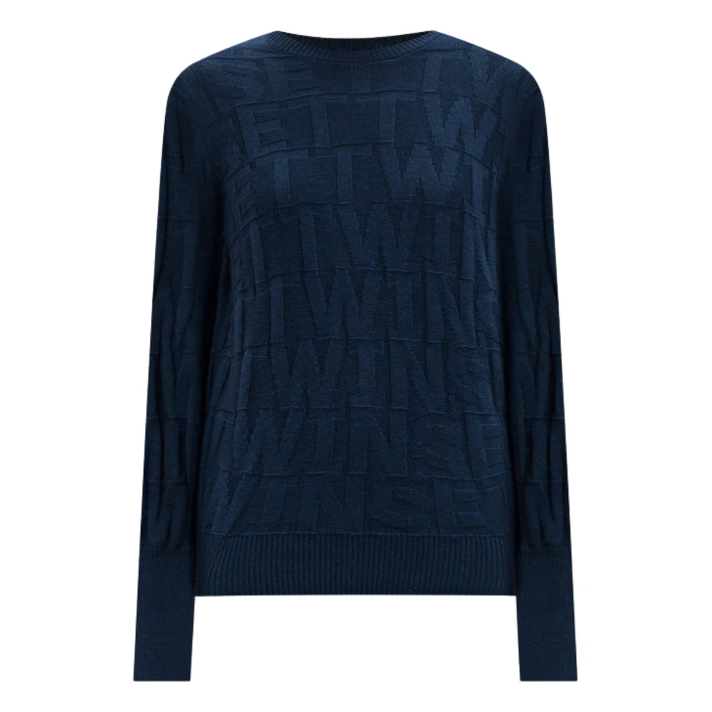 Twinset Blauwe Gebreide Trui Comfortabele Katoenmix Blue Dames