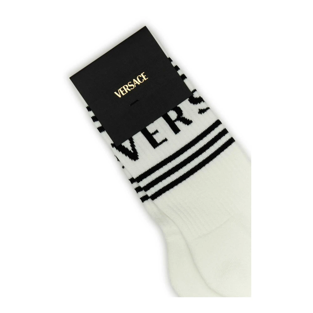 Versace Stretch Katoenmix Witte Sokken White Heren