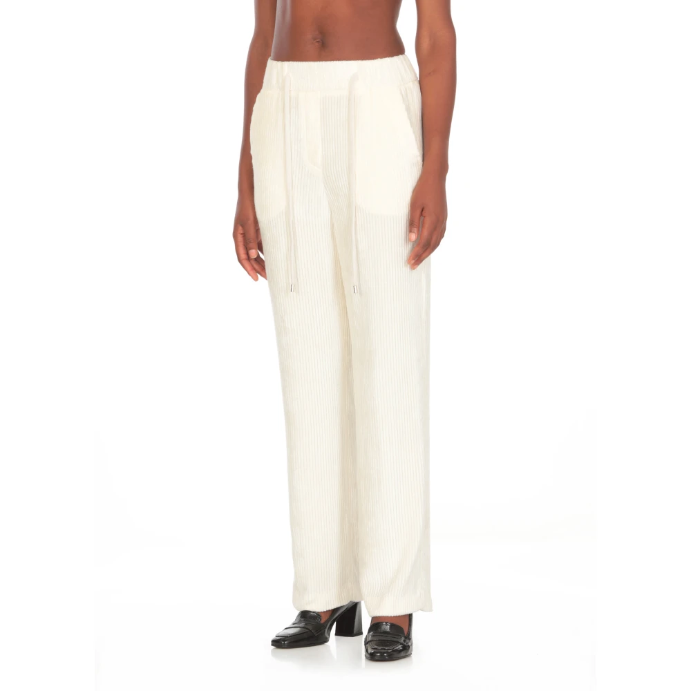 PESERICO Witte viscose broek met trekkoord White Dames