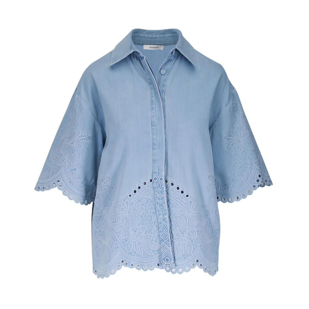 Zimmermann Women's Blue Daylight Embroidered Denim Shirt - Shirts - M - Blouses & Shirts