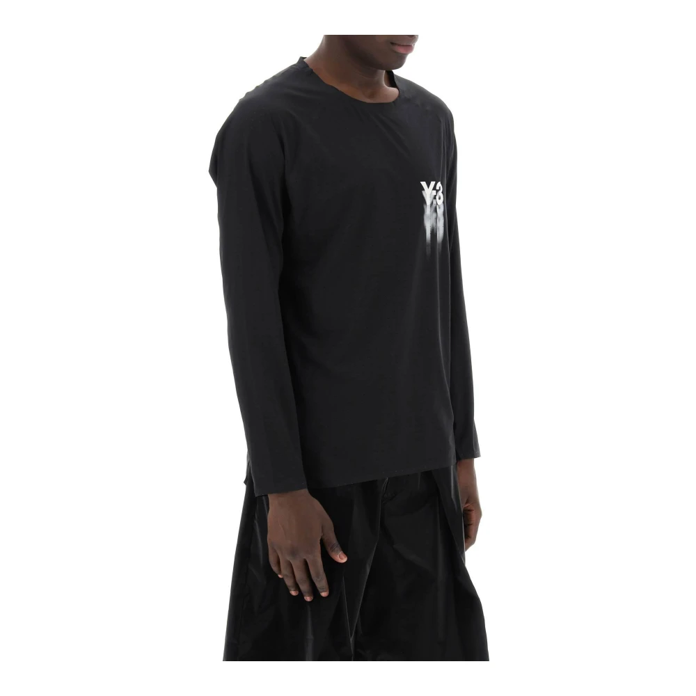 Y-3 Longsleeve geperforeerd jersey T-shirt Black Heren
