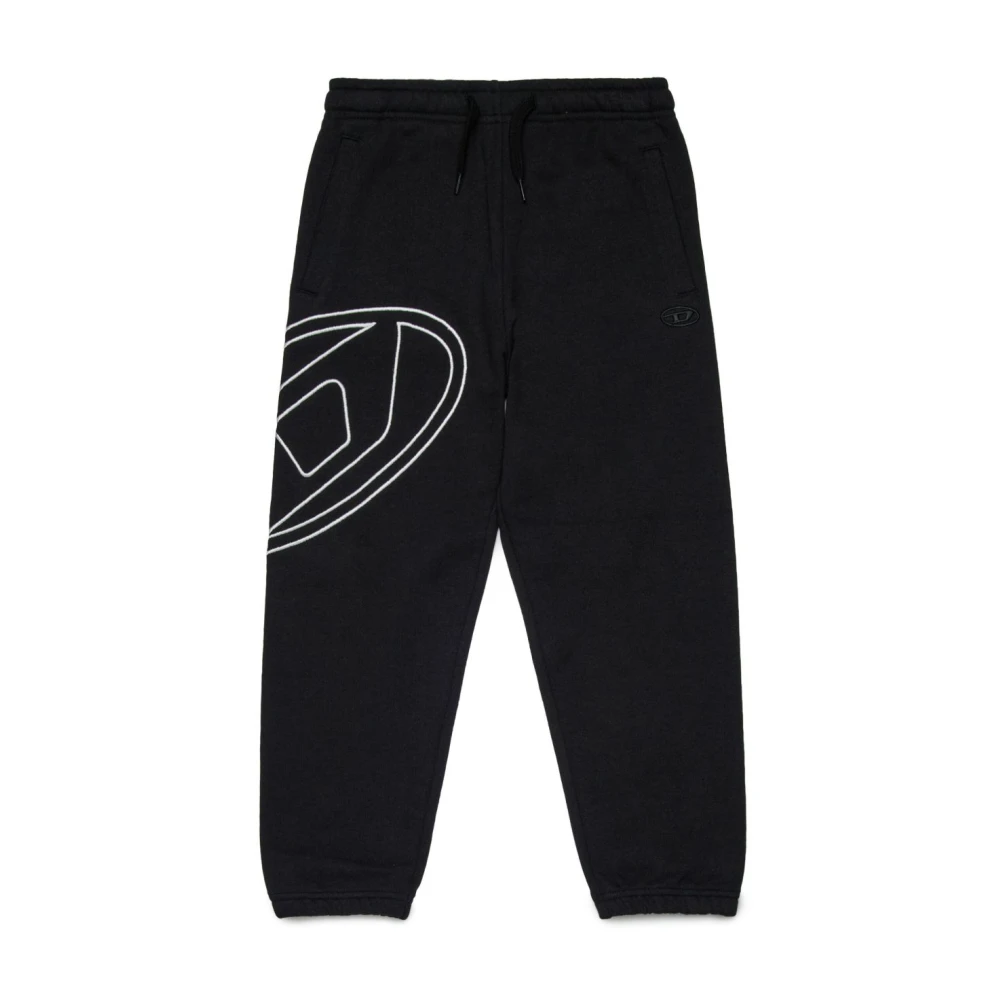 Diesel Boys Black Sweatpants, 12 Y, Joggers With Mega Oval D Embroidery