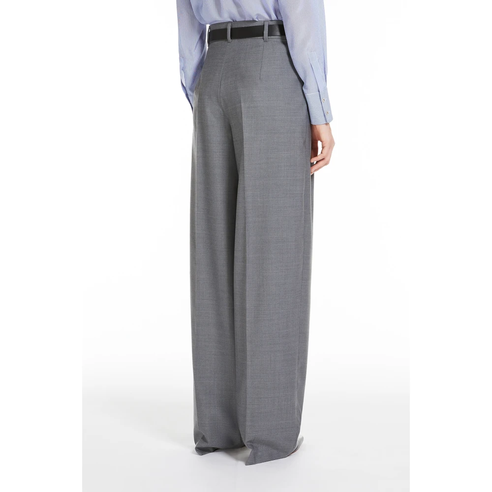 Max Mara Studio Wollen Gabardine Broek Gray Dames