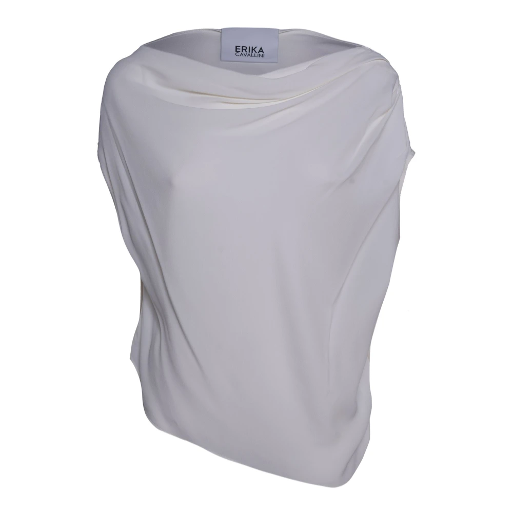 Erika Cavallini White Asymmetric Draped Sleeveless Top - Female - Sleeveless Tops - M - Tops