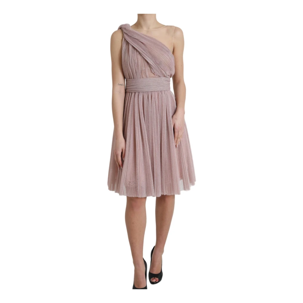 Dolce & Gabbana Women's Pink Party Dresses, S, Asymmetric Pleated Tulle Dress