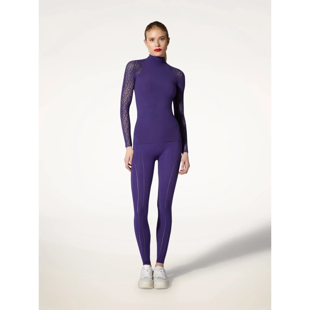 Wolford Paarse Lange Mouw Net Top Purple Dames