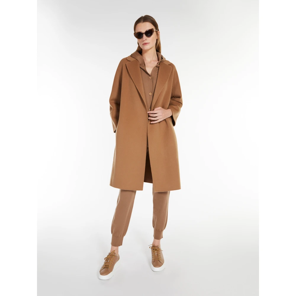 Max Mara Bruine Wollen Jas Kimono Stijl Brown Dames